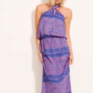 Karen Zambos Vibrant Black purple red and Pink Dress